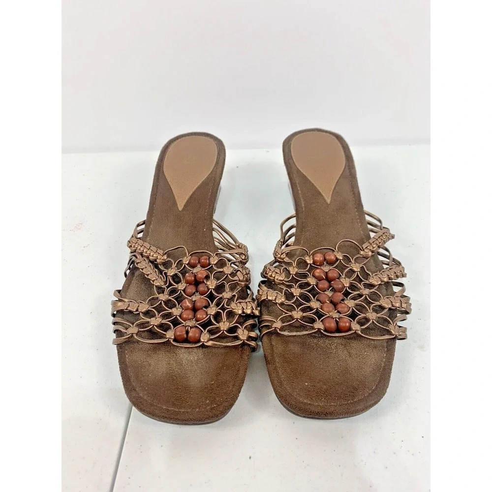 Life Stride Womens Size 8.5 N‎ Slip On Open Toe Sandals With Heel